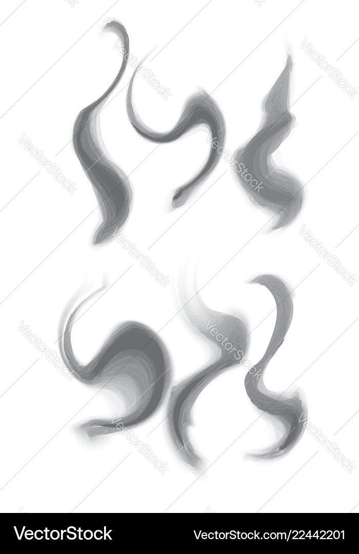 Set of gray smoke curls objects separate from Set of gray smoke curls objects separate from vector image