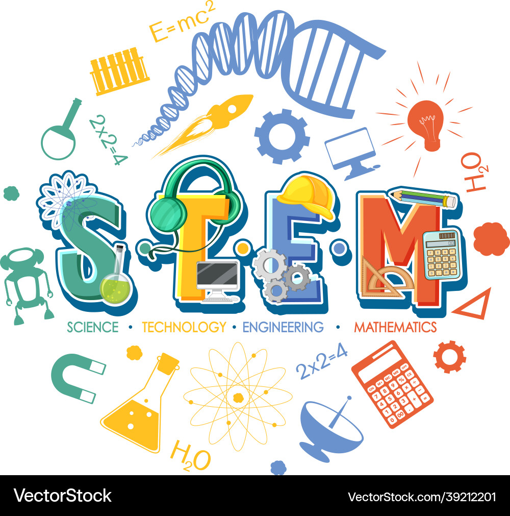Stem education logo with icon ornament elements Stem education logo with icon ornament elements vector image