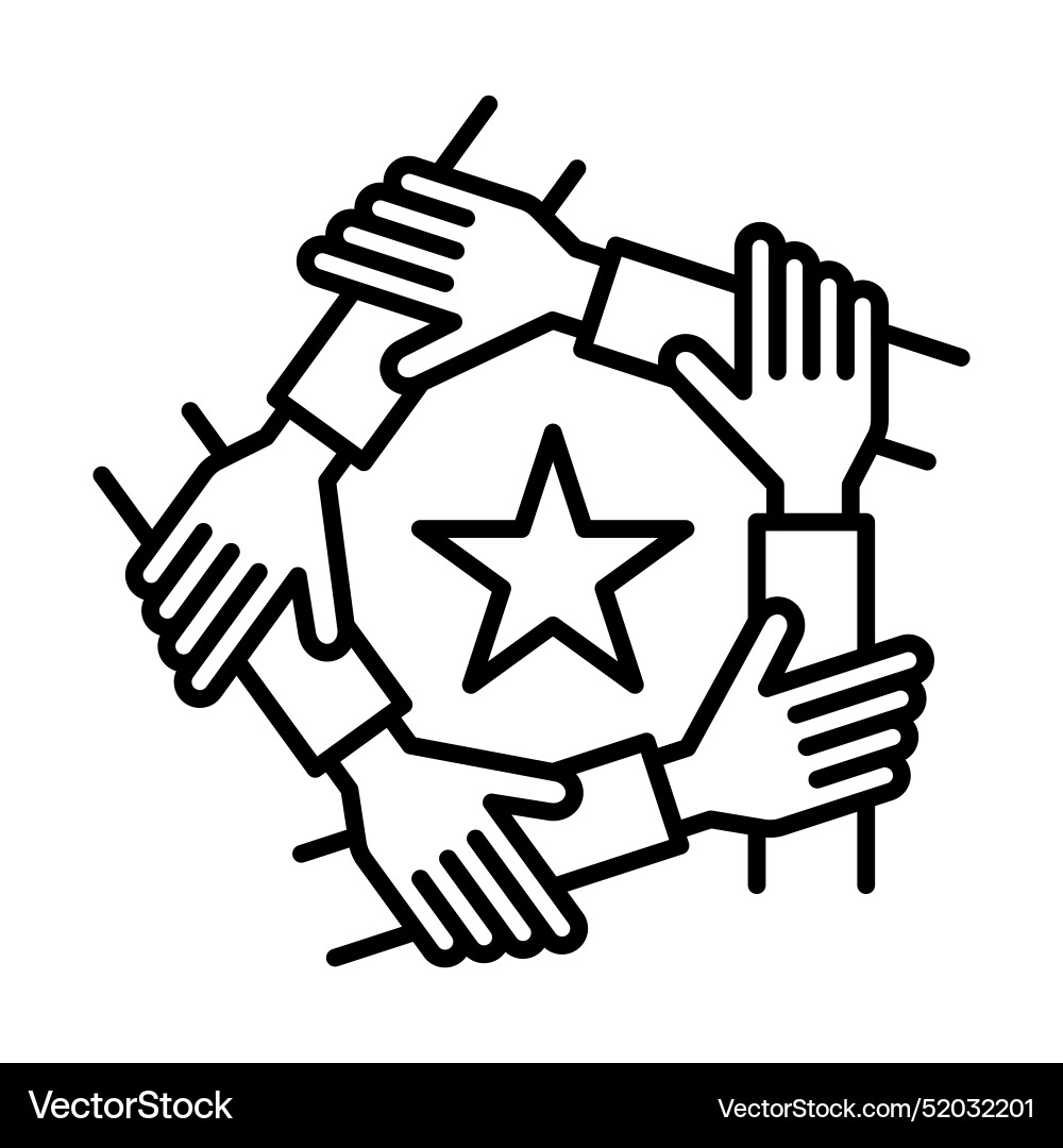 Unity and teamwork icon linear logo mark in black vector image