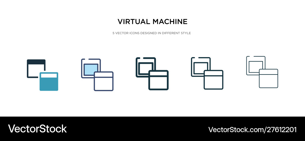 Virtual machine icon in different style two vector image