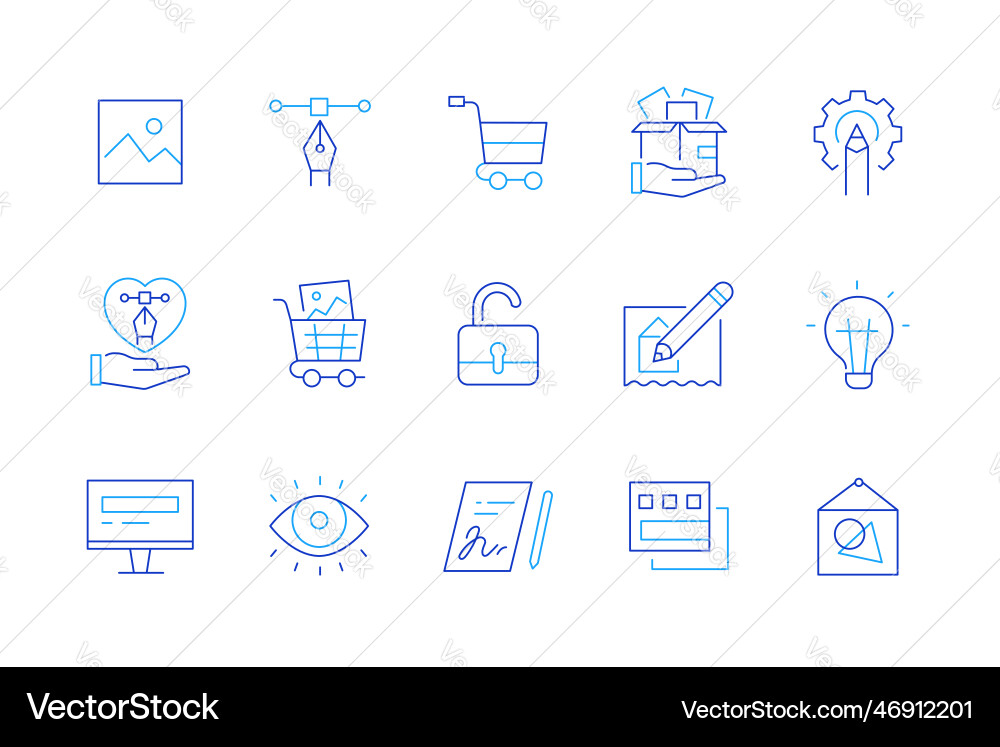 Web development - set of modern line design style vector image