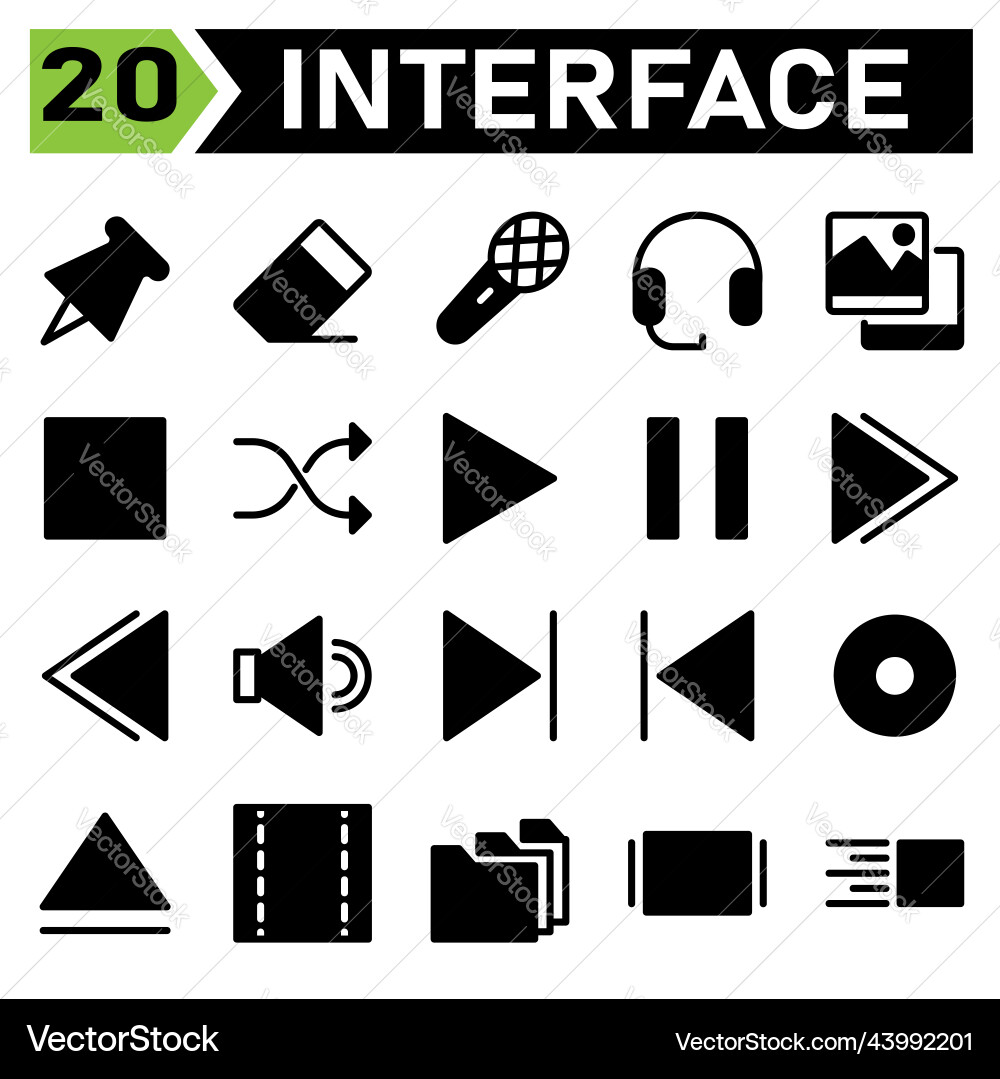 Web-Interface-Symbol-Set enthalten Pin App Web-Interface-Symbol-Set enthalten Pin App vektorbild