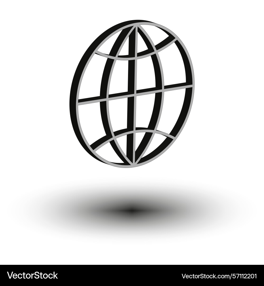 World grid icon floating globe shadow base World grid icon floating globe shadow base vector image