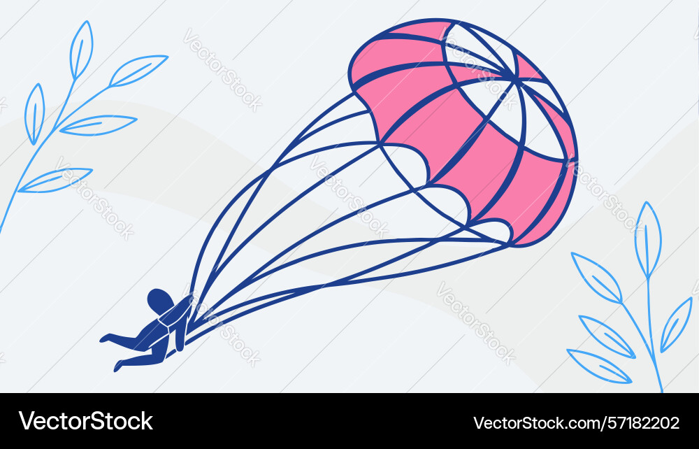 Abstract parachute with person dynamic descent vector image