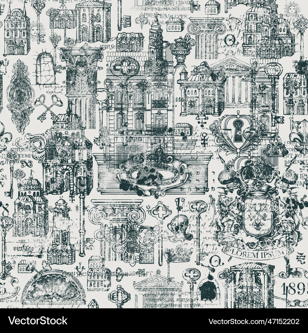 Abstract seamless pattern on ancient architecture Abstract seamless pattern on ancient architecture vector image