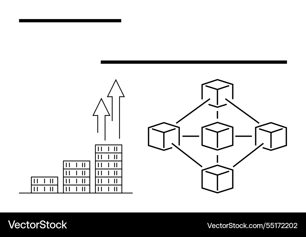 Blockchain growth concept with stacked data blocks Blockchain growth concept with stacked data blocks vector image