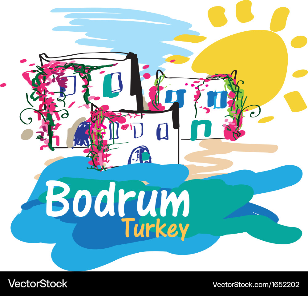 Bodrum, Turkey - Coastal Escape Vector Image