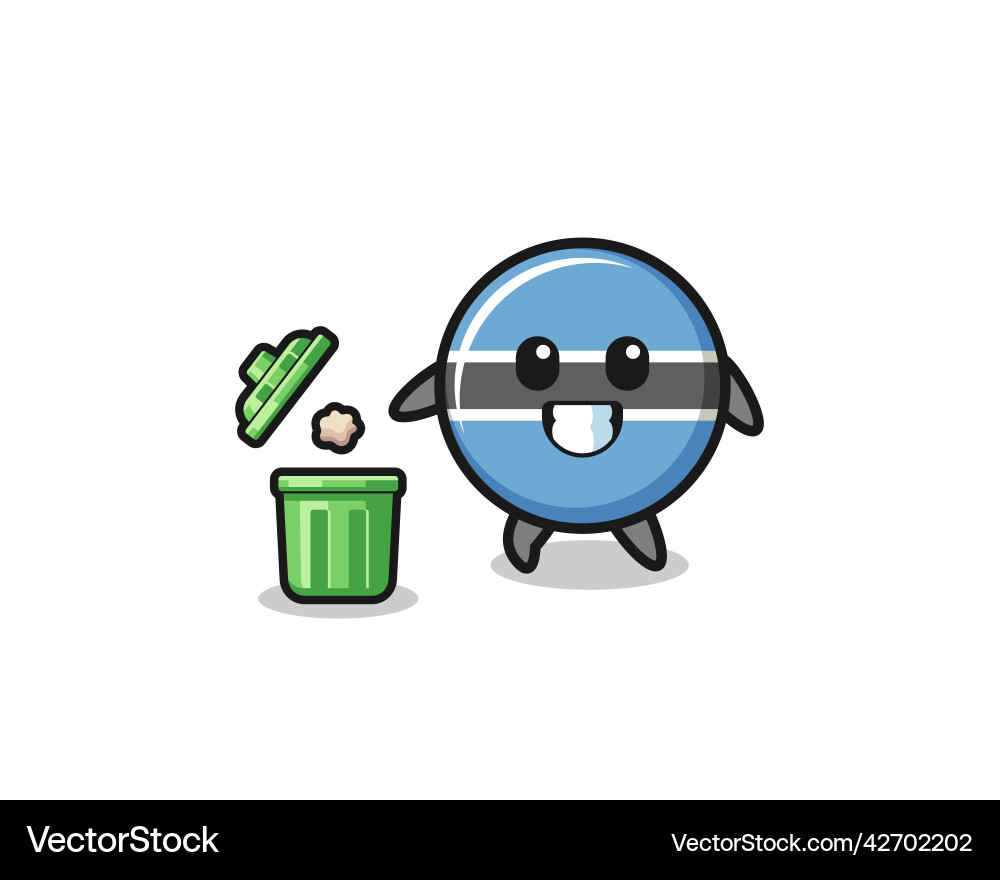 Botswana flag throwing garbage in the trash Vector Image