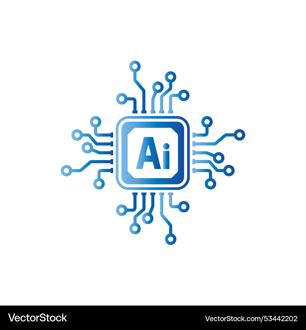 Circuit electronic chip processor artificial Vector Image