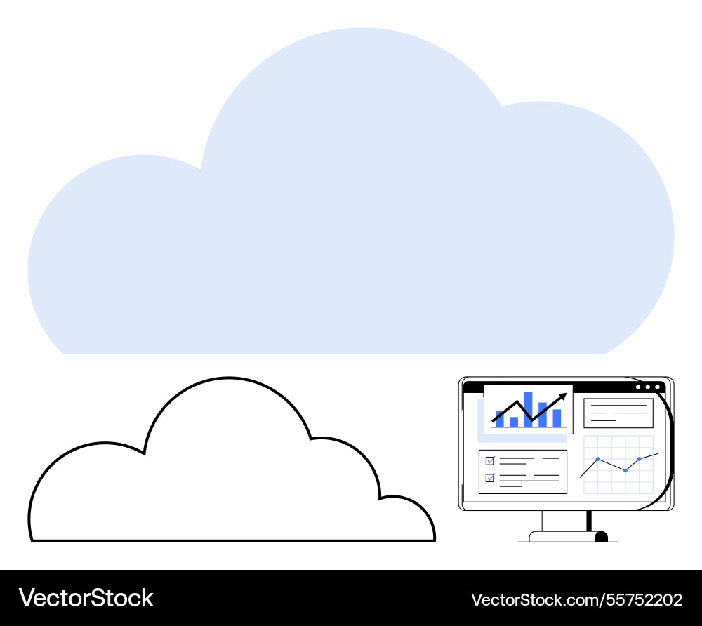 Cloud storage and data analytics displayed Vector Image