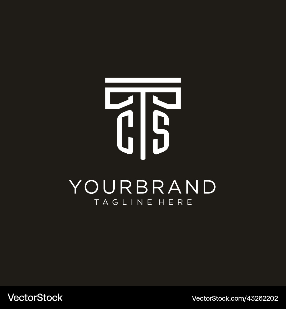Cs initial logo with geometric pillar style design vector image