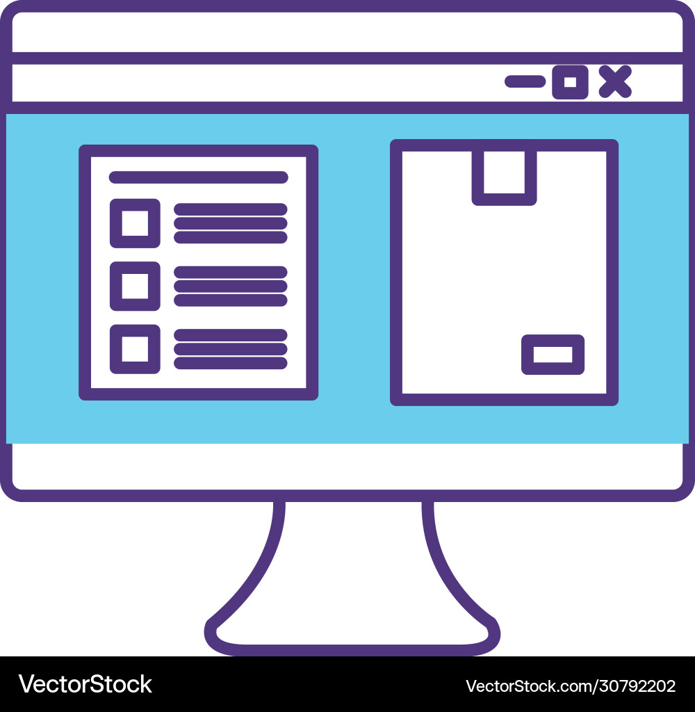 Desktop with delivery service line style icon Desktop with delivery service line style icon Vector Image