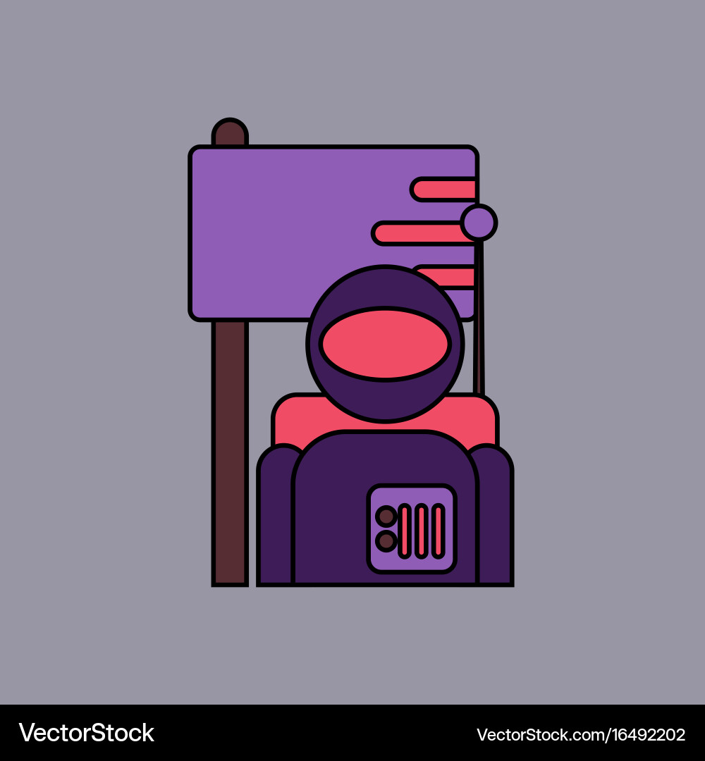 Flat icon design collection astronaut and flag vector image