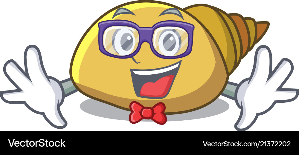 Geek mollusk shell character cartoon Vector Image