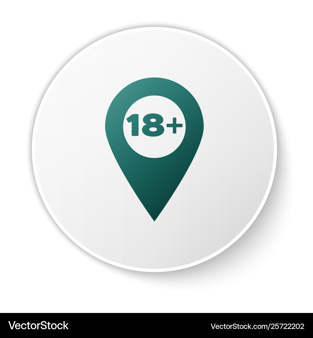 Green map pointer with 18 plus icon isolated Green map pointer with 18 plus icon isolated vector image
