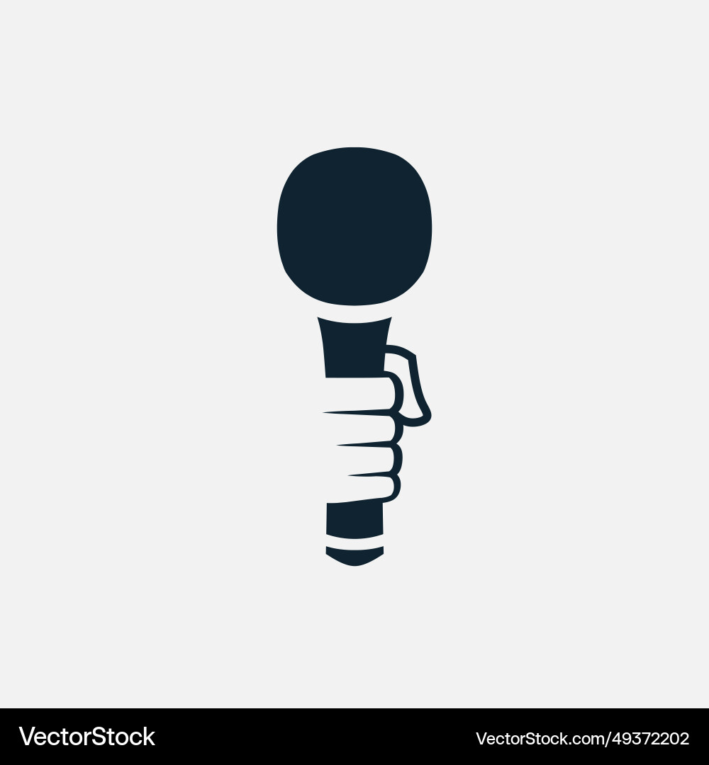 Hand hold microphone mic minimalist logo simple Hand hold microphone mic minimalist logo simple vector image