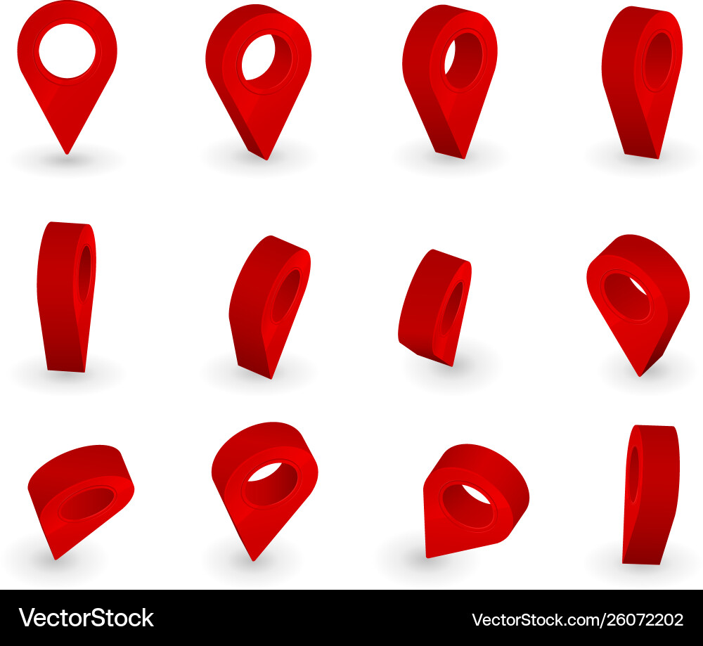 Map pointer 3d pin location symbols set isolated Map pointer 3d pin location symbols set isolated vector image