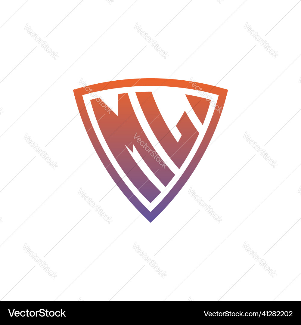 Ml logo shield monogram gradient style design Ml logo shield monogram gradient style design Vector Image