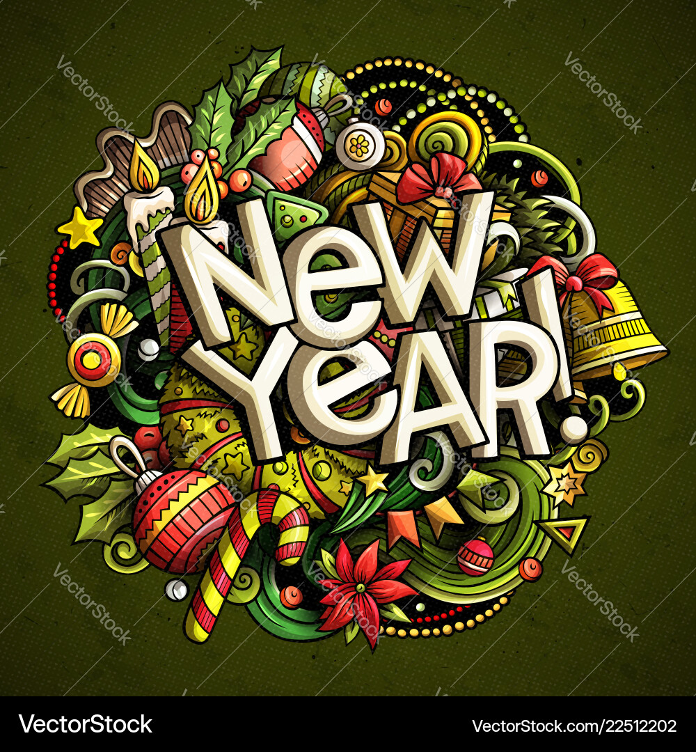New year doodles objects and elements New year doodles objects and elements vector image