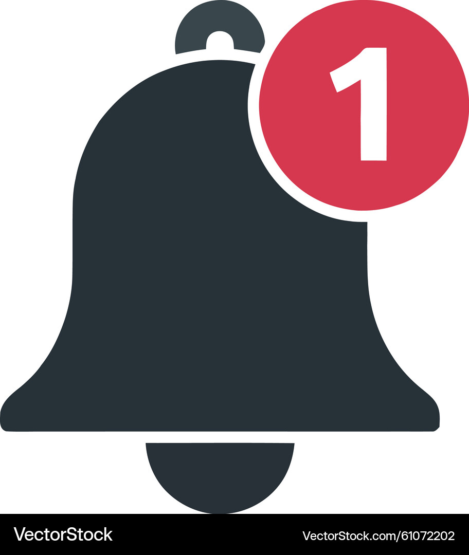 Notification Bell with Number One – Royalty-Free Vector | VectorStock