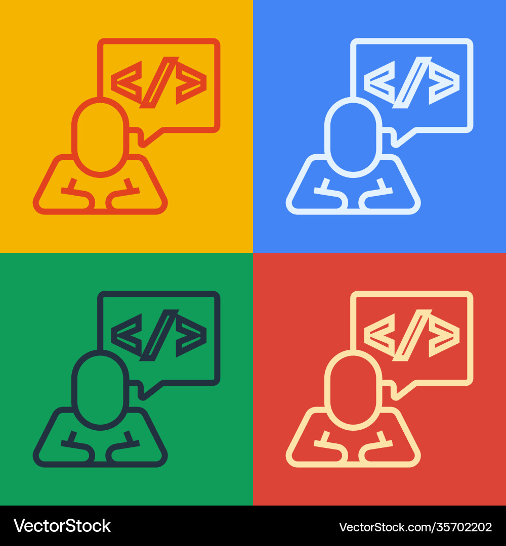 Pop art line web design and front end development Pop art line web design and front end development vector image