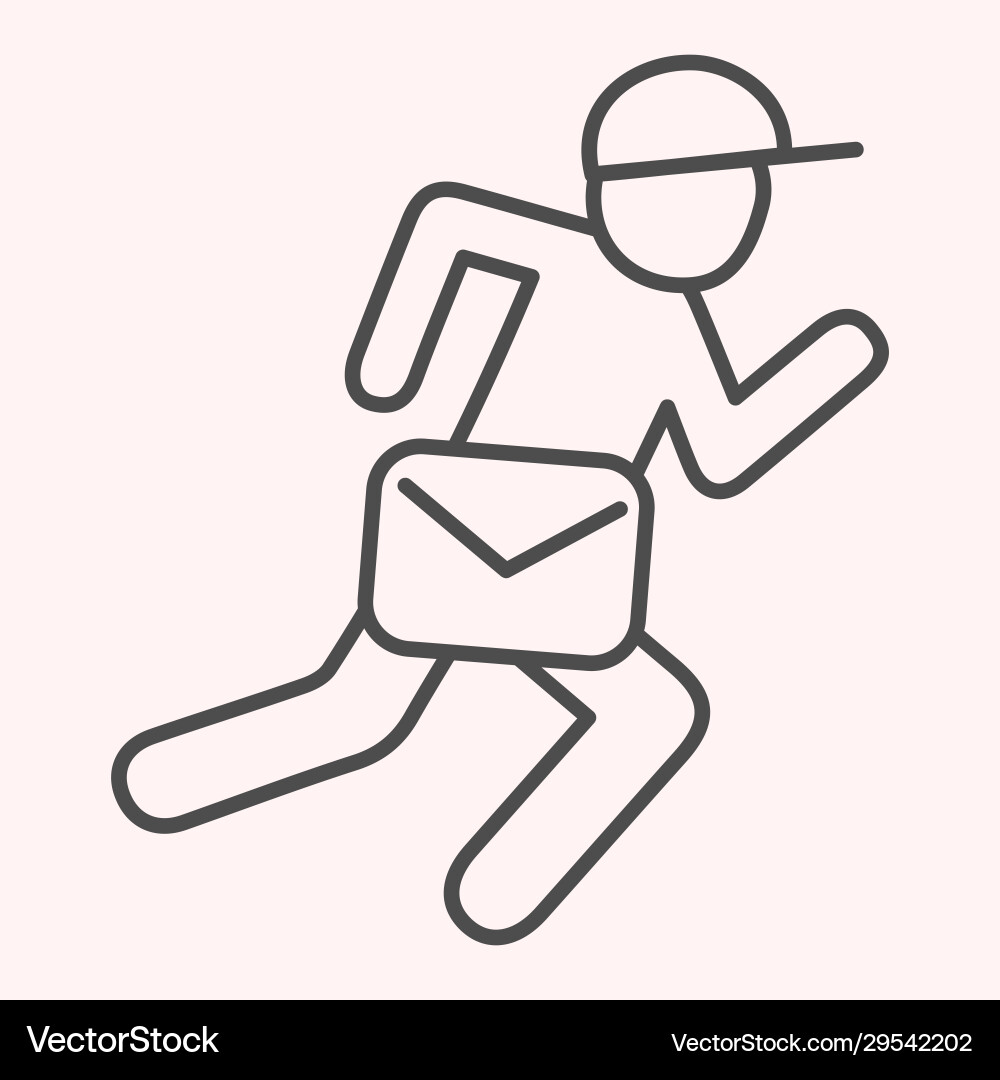 Postman with bag thin line icon mail worker Vector Image