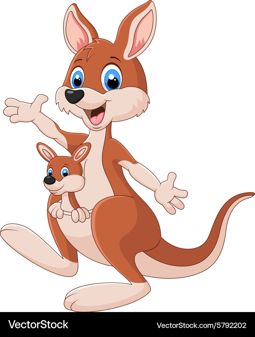 Red Kangaroo with Joey Vector Image