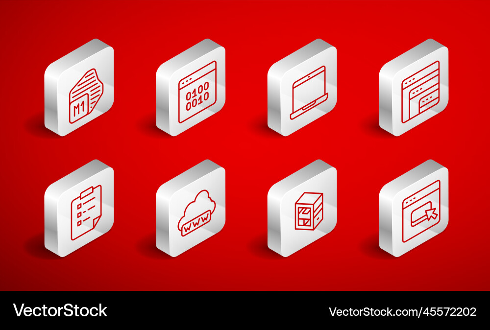 Set line browser files binary code laptop Set line browser files binary code laptop vector image