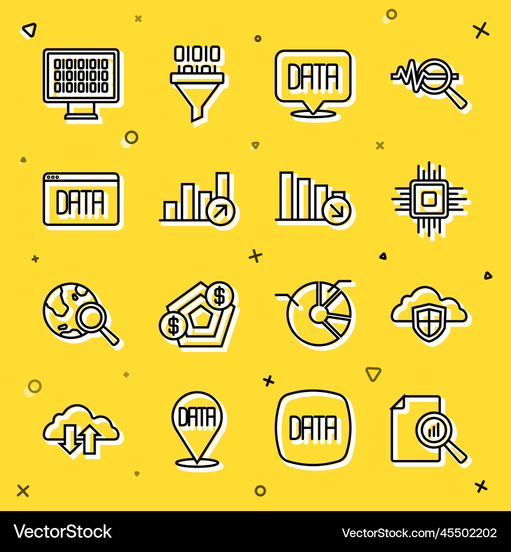 Set line document with graph chart cloud Set line document with graph chart cloud vector image