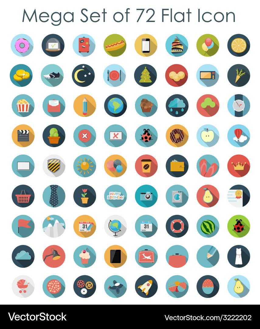 Set of flat design concept with long shadow Vector Image