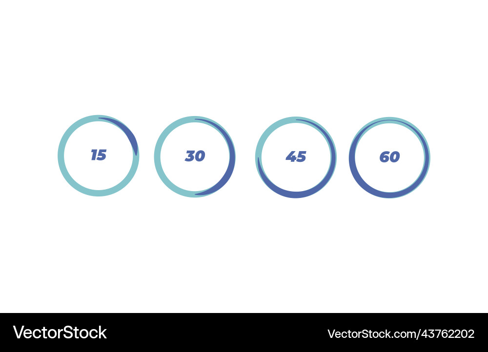 Set of timers sign icon full rotation timer vector image