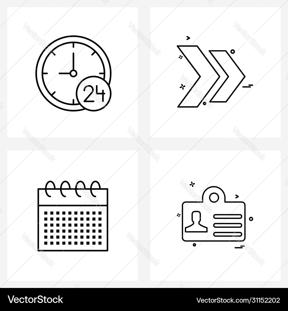 Simple set 4 line icons such as clock calendar vector image