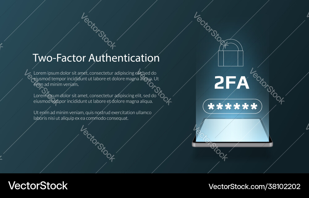 Two factor authentication 2fa with a smartphone Two factor authentication 2fa with a smartphone vector image