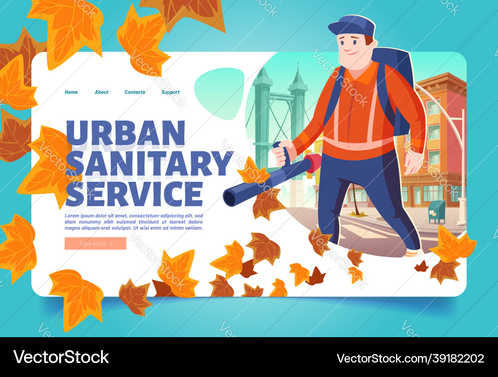 Urban sanitary service cartoon landing page ad vector image