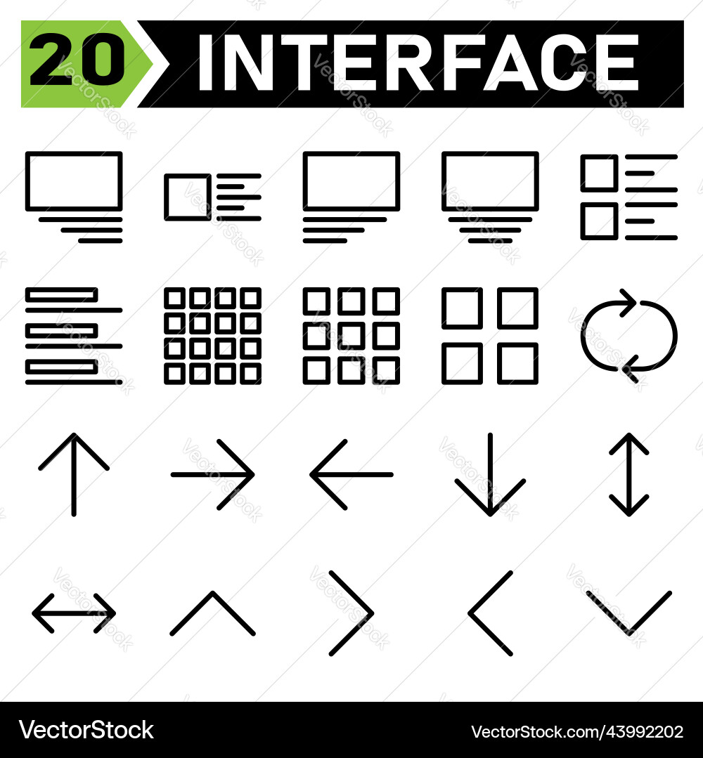 Web interface icon set include media right layout Vector Image
