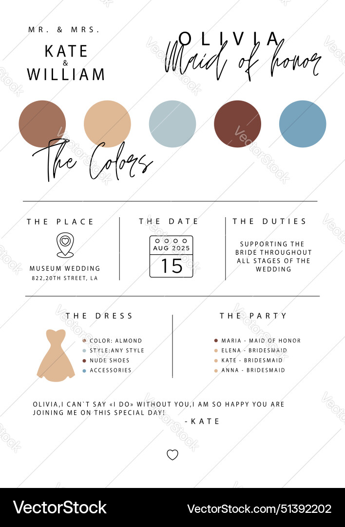 Wedding invitation for maid of honor template Vector Image Wedding invitation for maid of honor template Vector Image