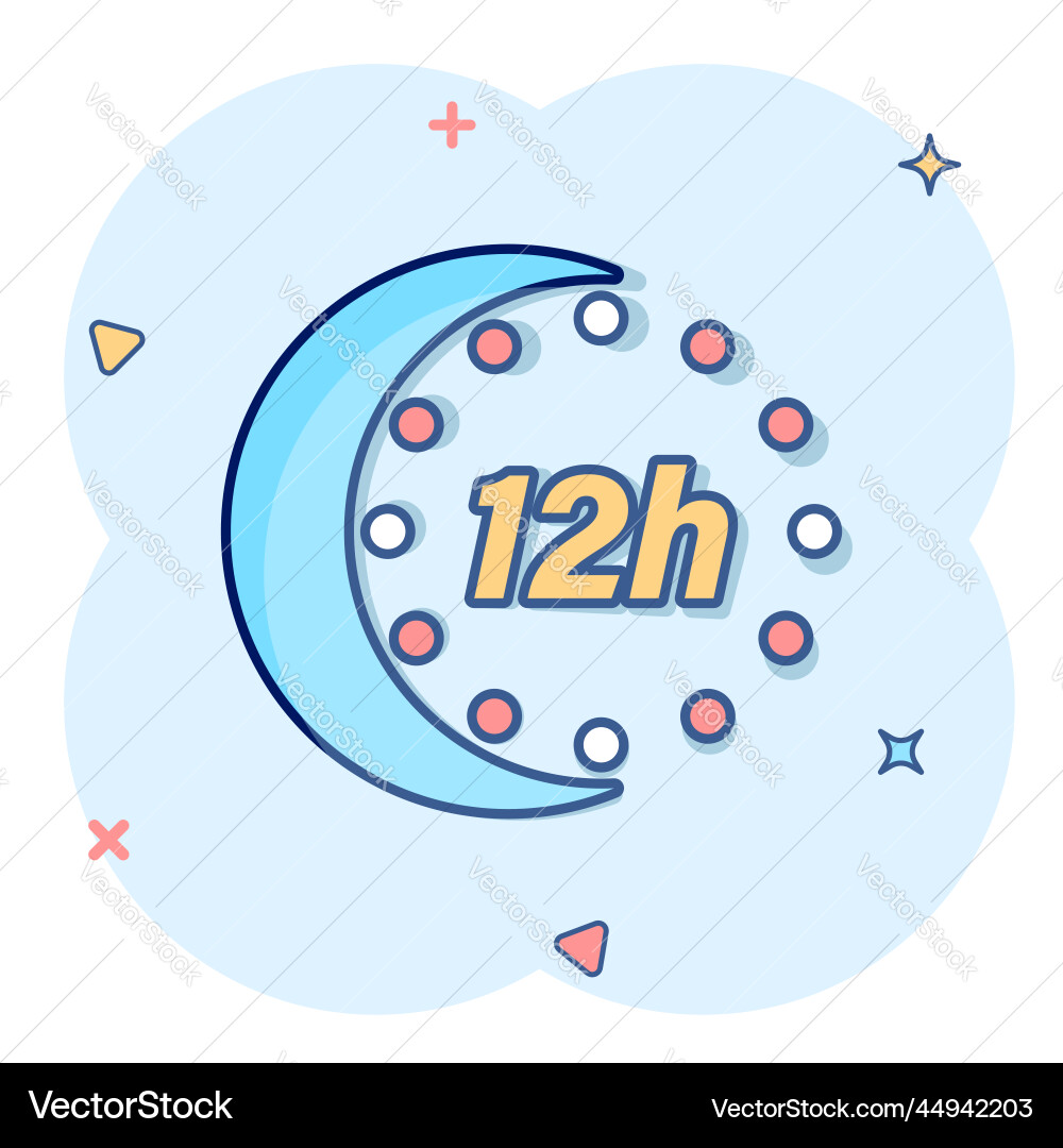 12 hour clock icon in comic style timer countdown 12 hour clock icon in comic style timer countdown vector image