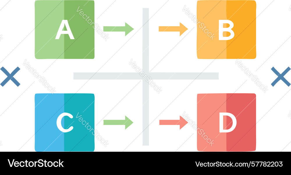 Abstract quadrant diagram for data relationship vector image