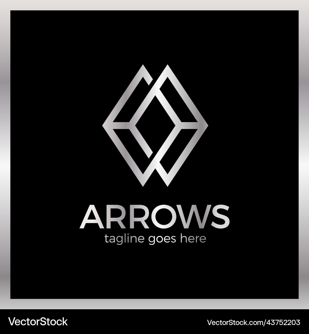 Arrow rhomb line logo infinity cube royal luxury Vector Image