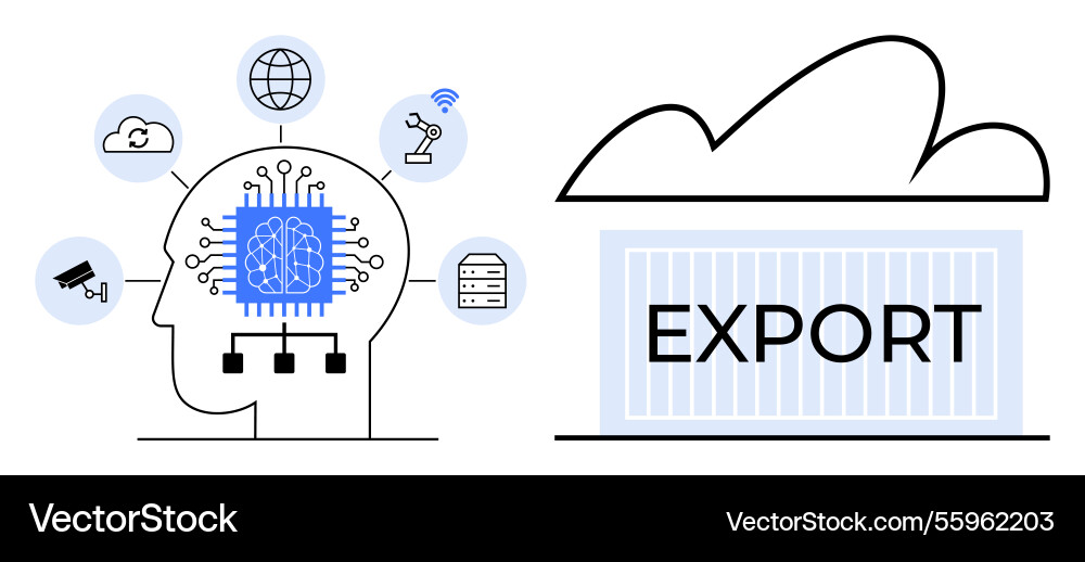 Artificial intelligence and cloud export Artificial intelligence and cloud export vector image