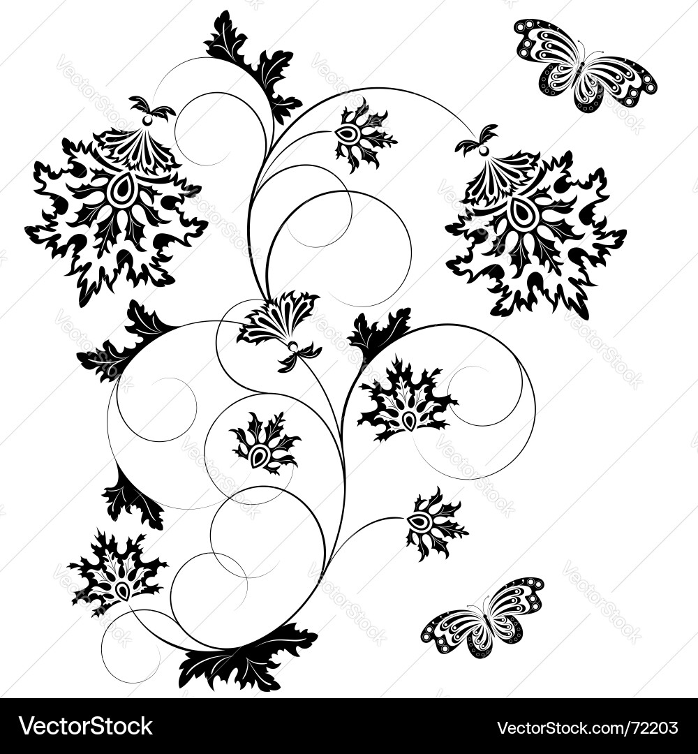 Black Floral Swirl Ornament vector image
