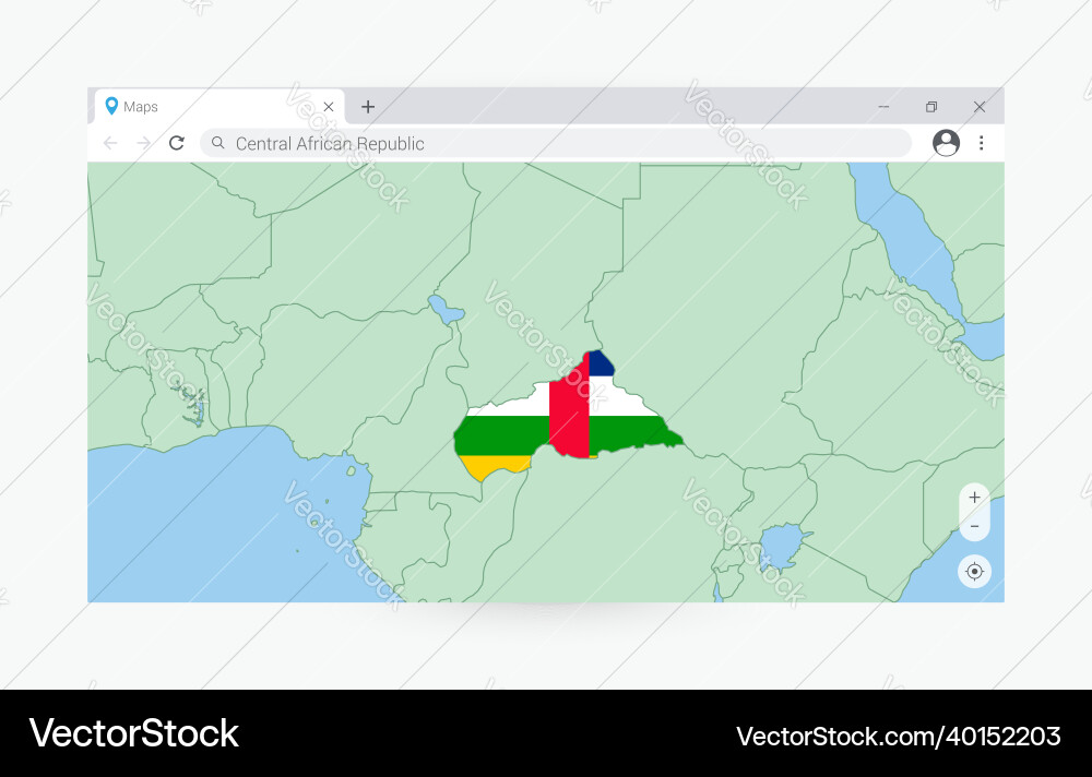 Browser window with map of central african Vector Image