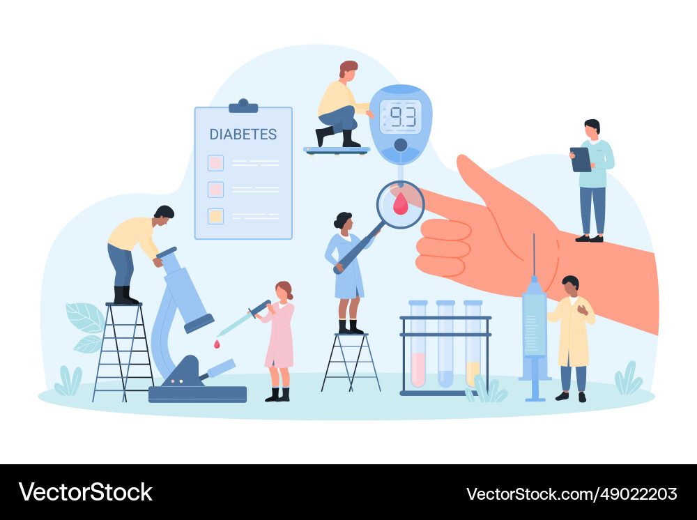 Care and medical control of diabetic disease tiny Care and medical control of diabetic disease tiny vector image