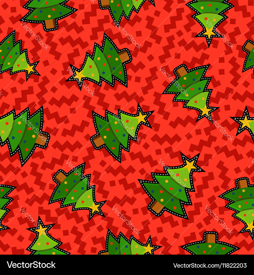 Christmas Pine Tree Patch Pattern vector image