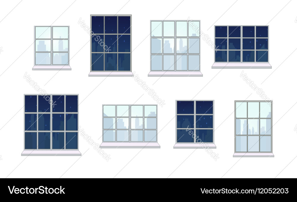 Collection of various window compositions vector image