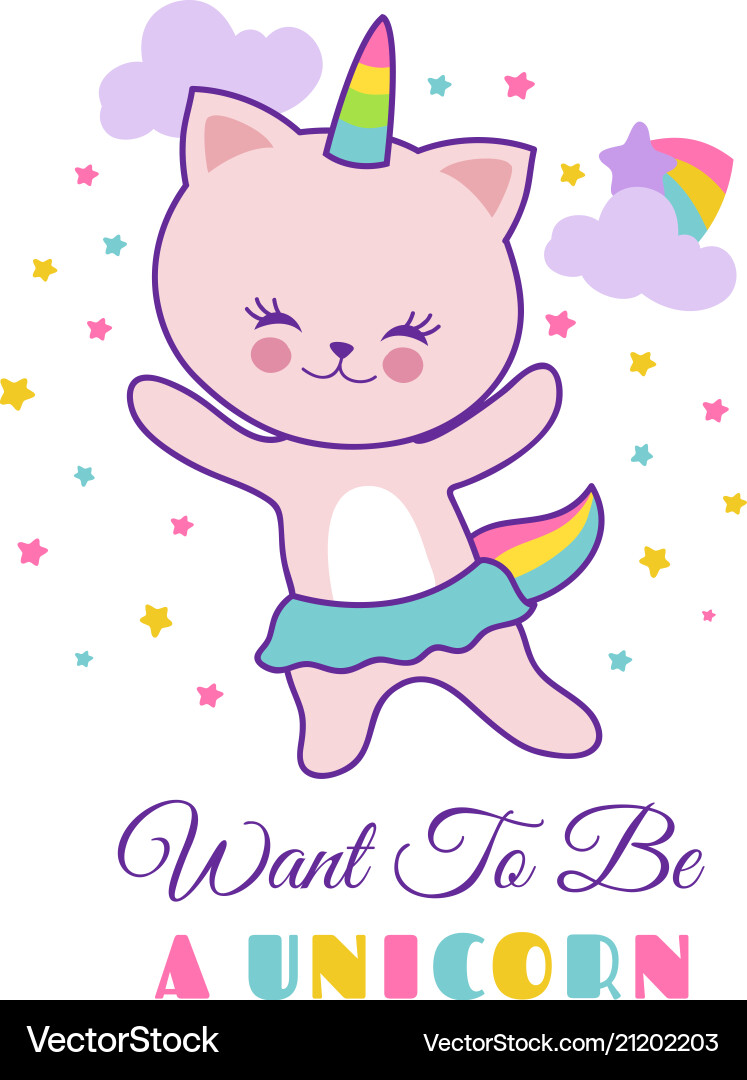 Cute Unicorn Kitten Graphic vector image