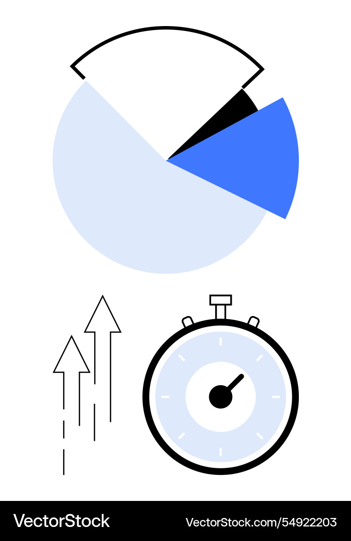 Data analysis concept with pie chart stopwatch Data analysis concept with pie chart stopwatch vector image
