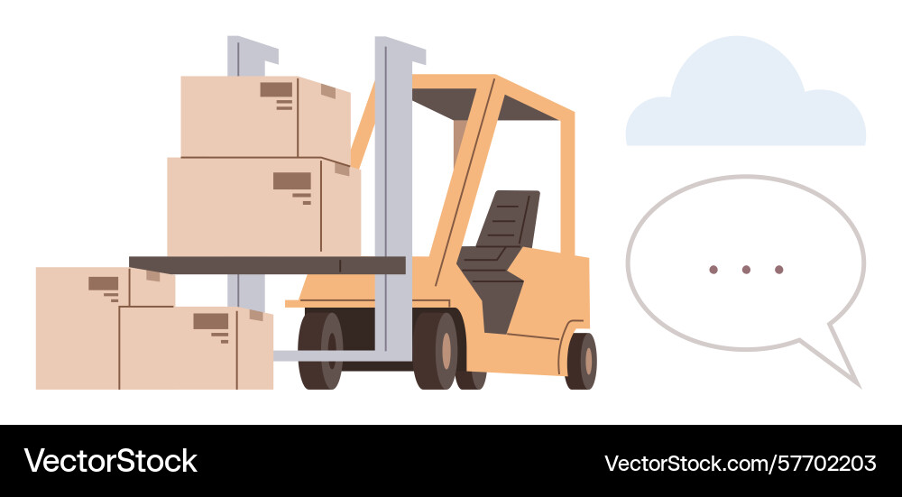 Forklift operating with stacked cardboard boxes Vector Image