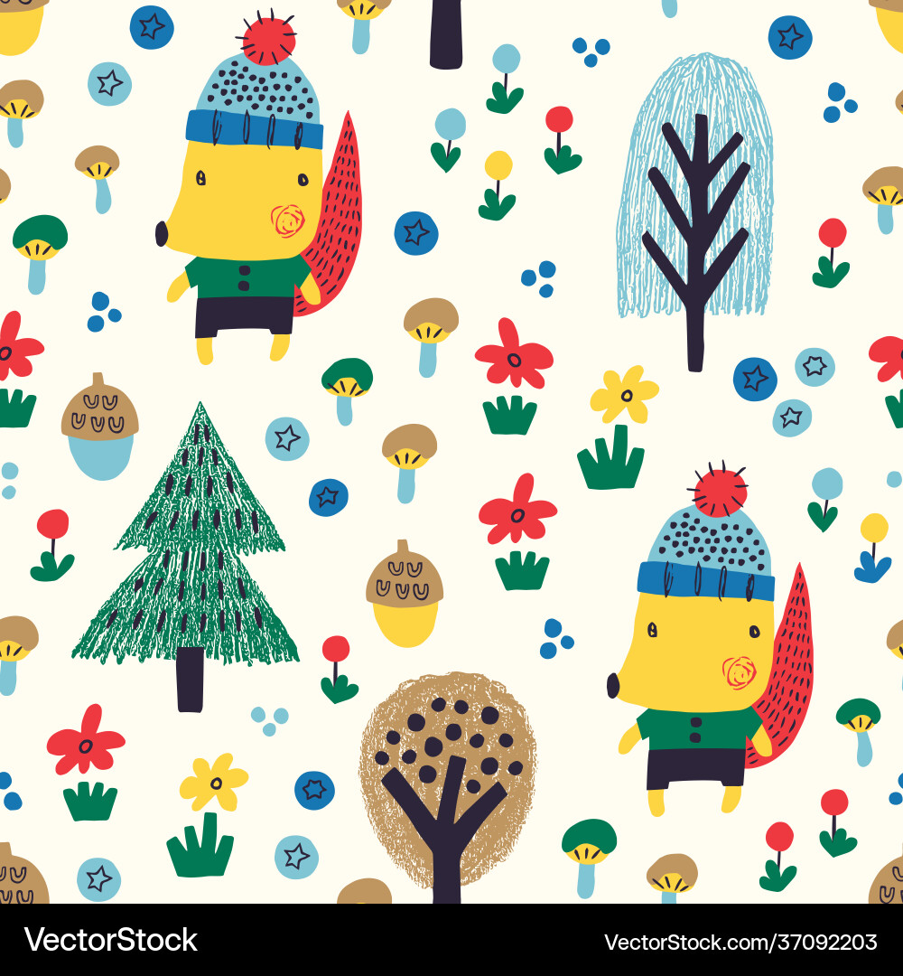 Fox seamless pattern Vector Image