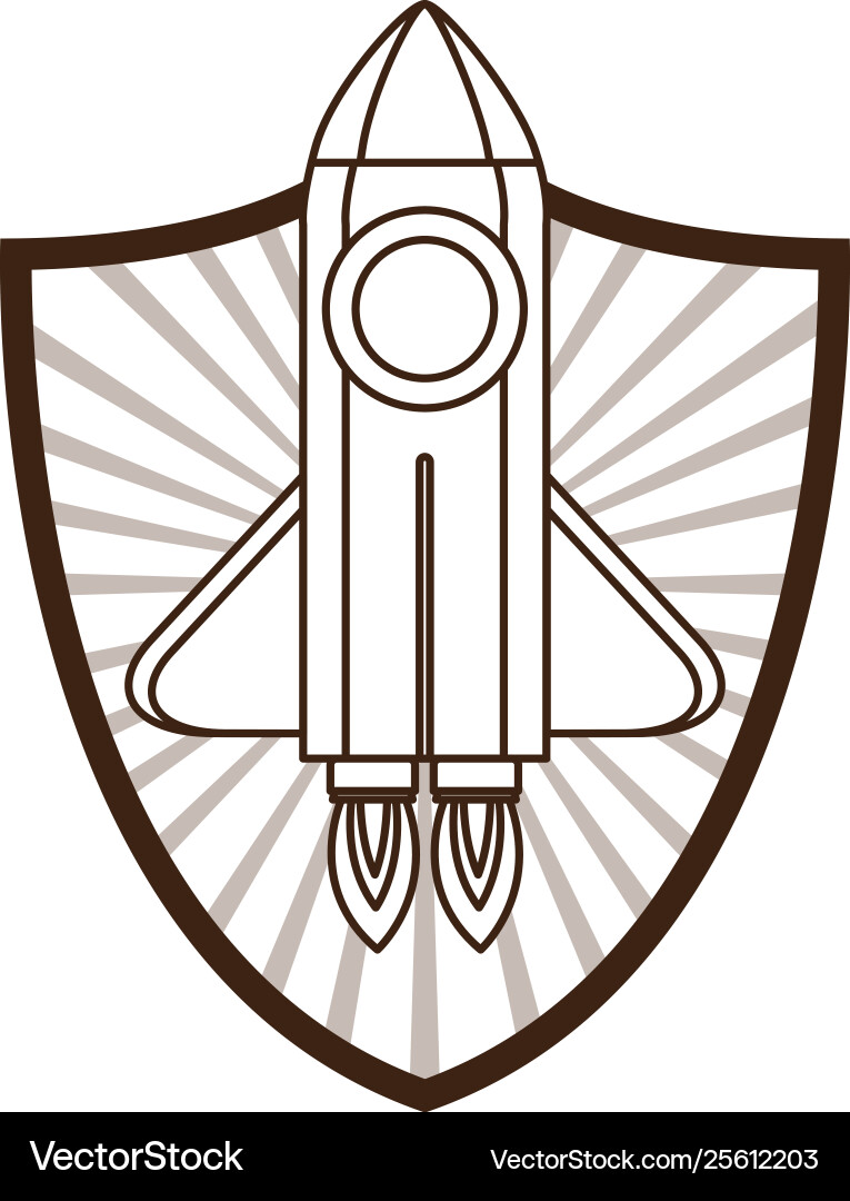 Frame with rocket taking off icon vector image